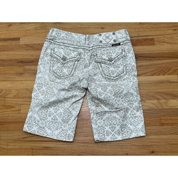 Miss Me Women's 28 White Short Cotton Bermuda Paisley Stretch Streetwear Casual - Picture 2 of 11